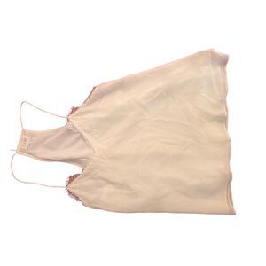 Women's Pink Silk Camisole M Lace Trim Spaghetti Straps